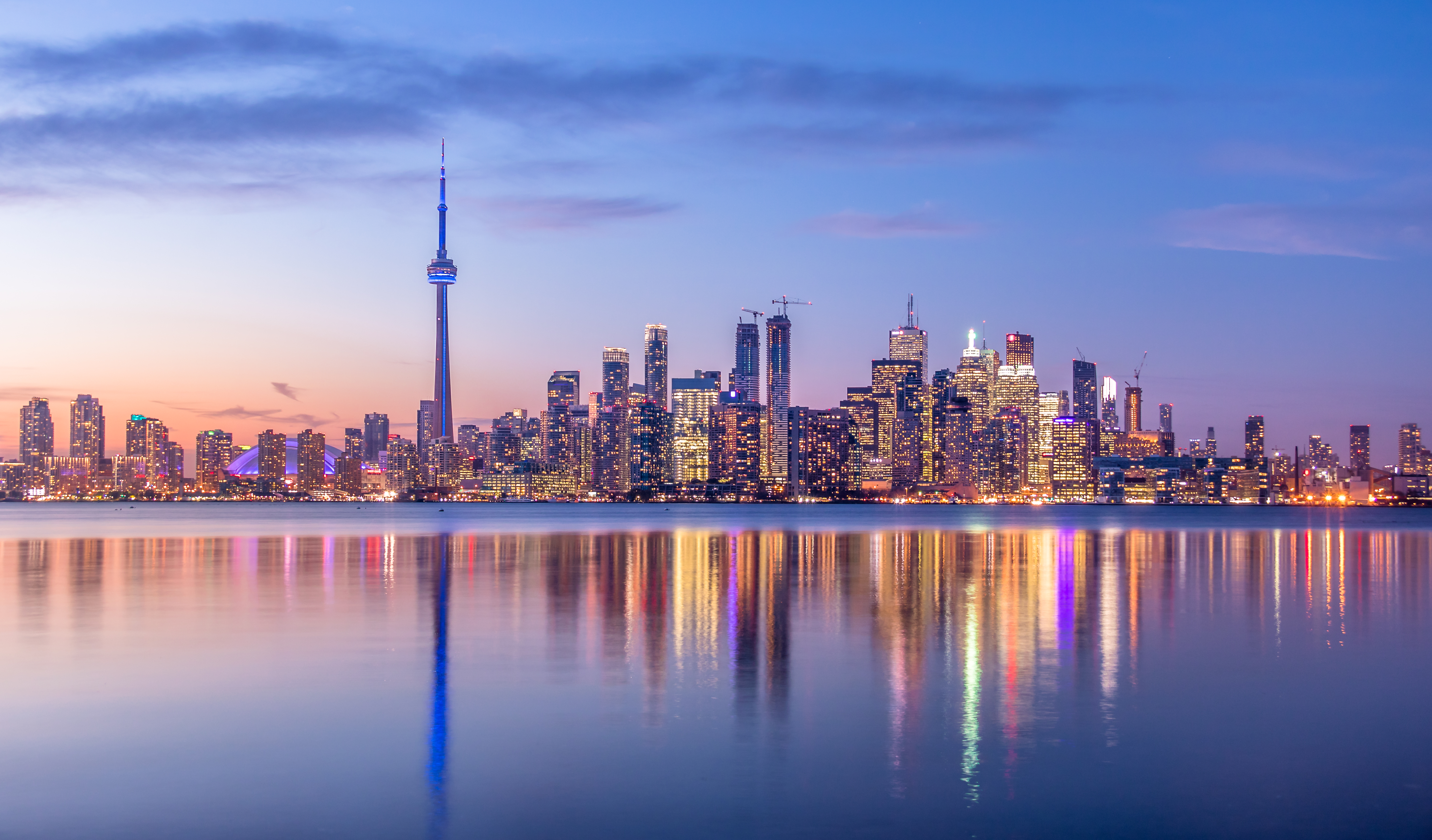 Toronto Skyline With Purple Light Toronto Ontario Canada Profound 